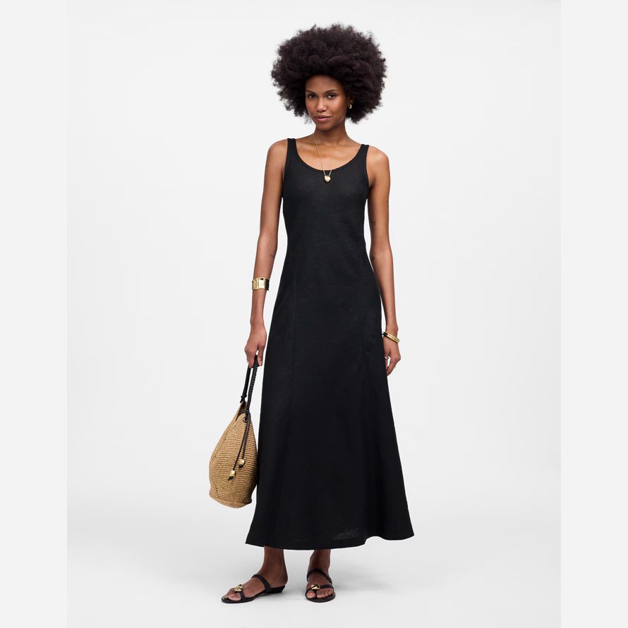 madewell cuello sin mangas midi vestido de las mujeres de negro