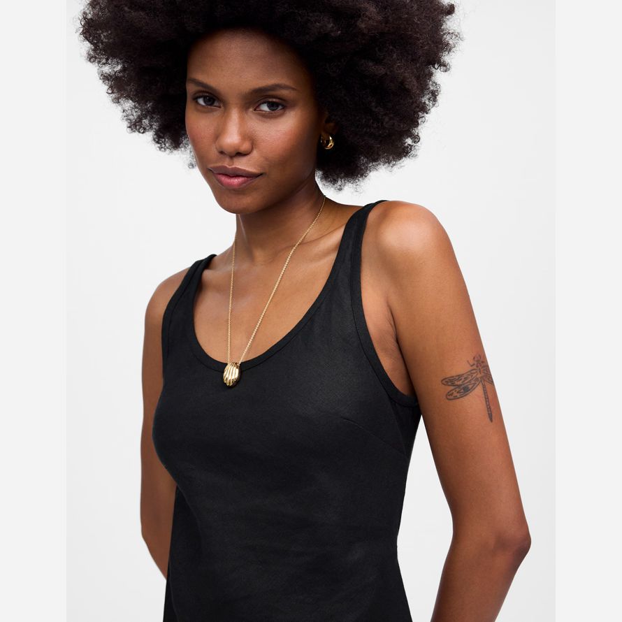 madewell cuello sin mangas midi vestido de las mujeres de negro