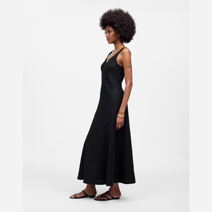 madewell cuello sin mangas midi vestido de las mujeres de negro