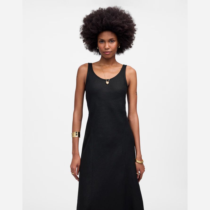 madewell cuello sin mangas midi vestido de las mujeres de negro