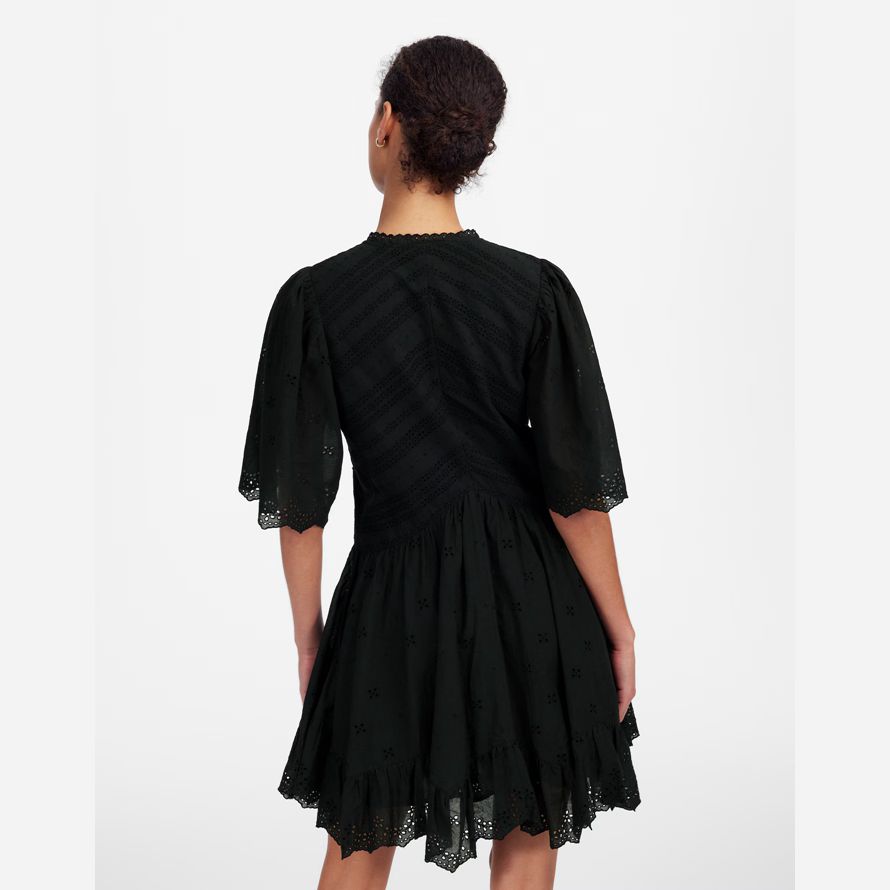 black womens madewell ojal aleteo mini-vestido de manga