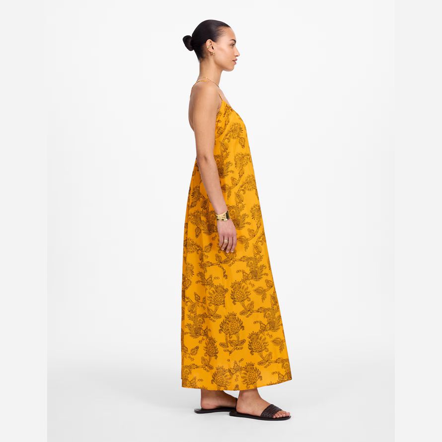 amarillo madewell u-cuello con espalda cruzada maxi vestido de las mujeres