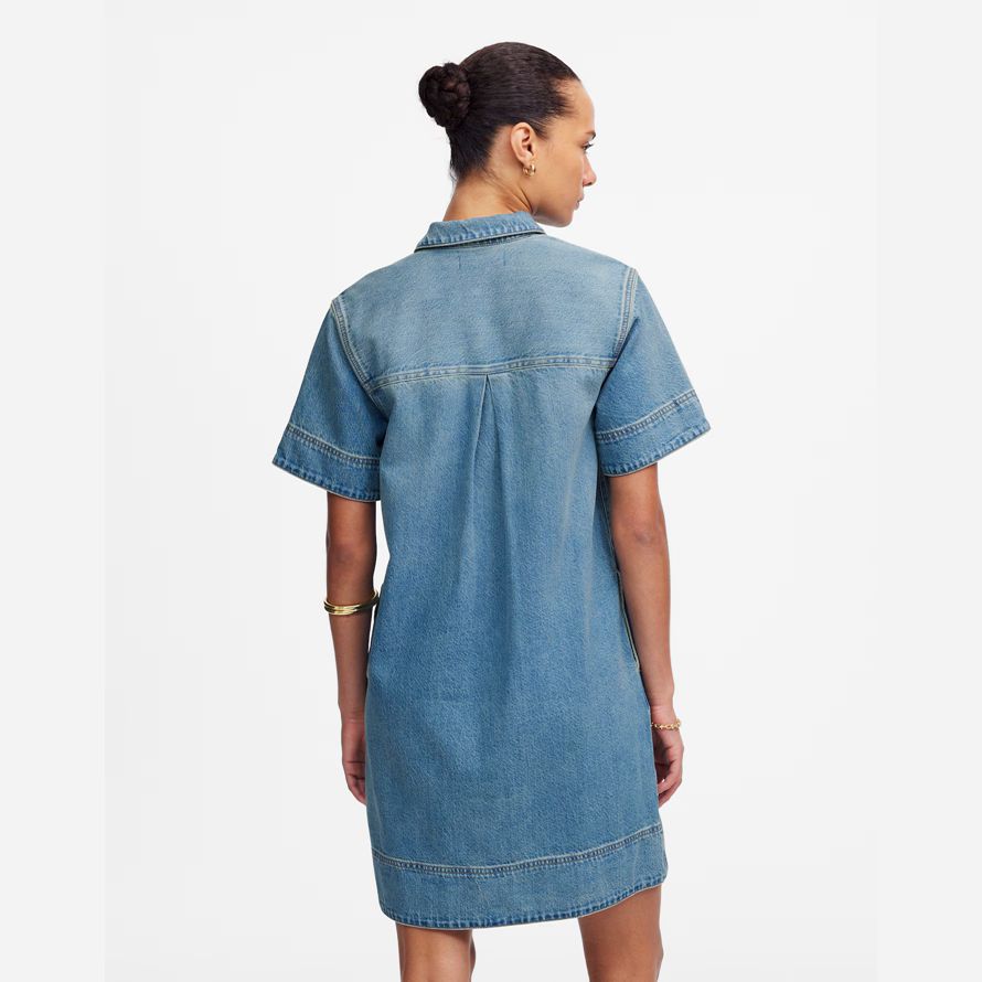 azul mujeres madewell de mezclilla vestido de la ventana emergente