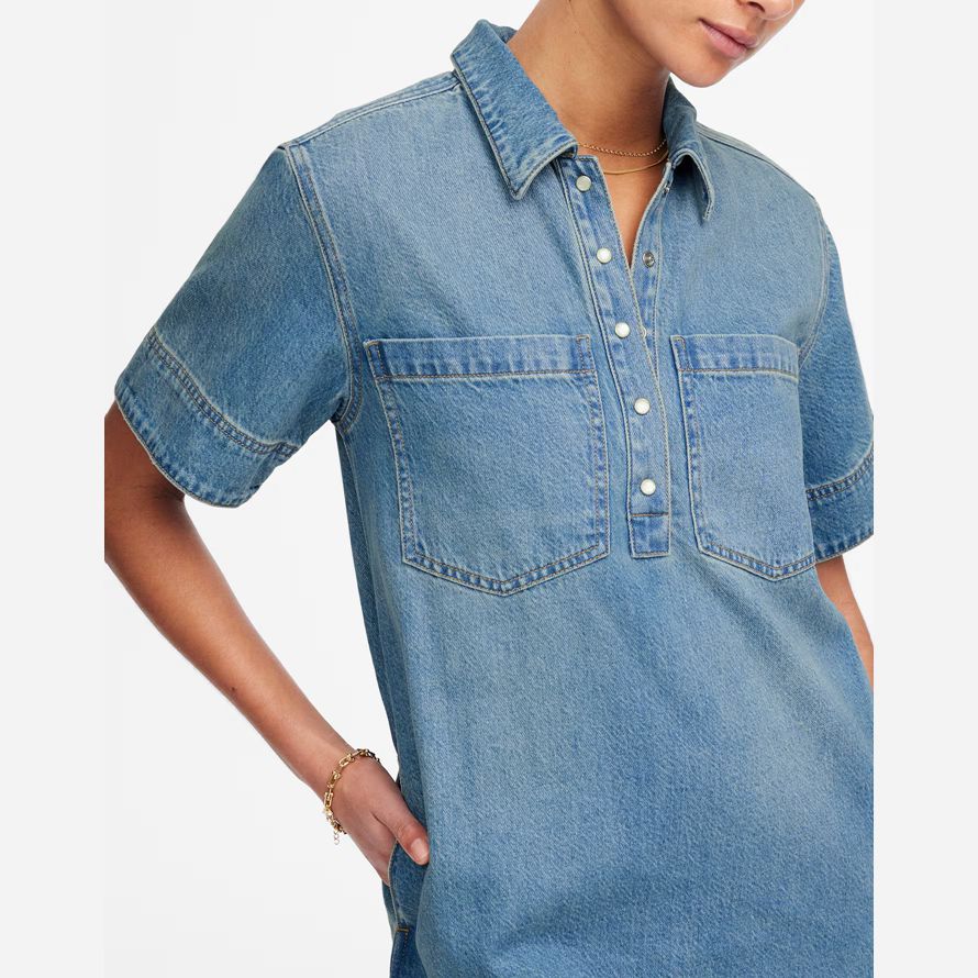 azul mujeres madewell de mezclilla vestido de la ventana emergente