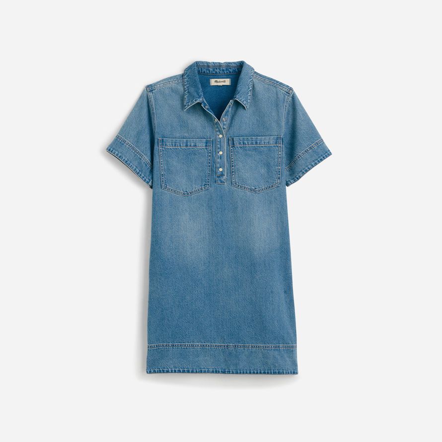 azul mujeres madewell de mezclilla vestido de la ventana emergente