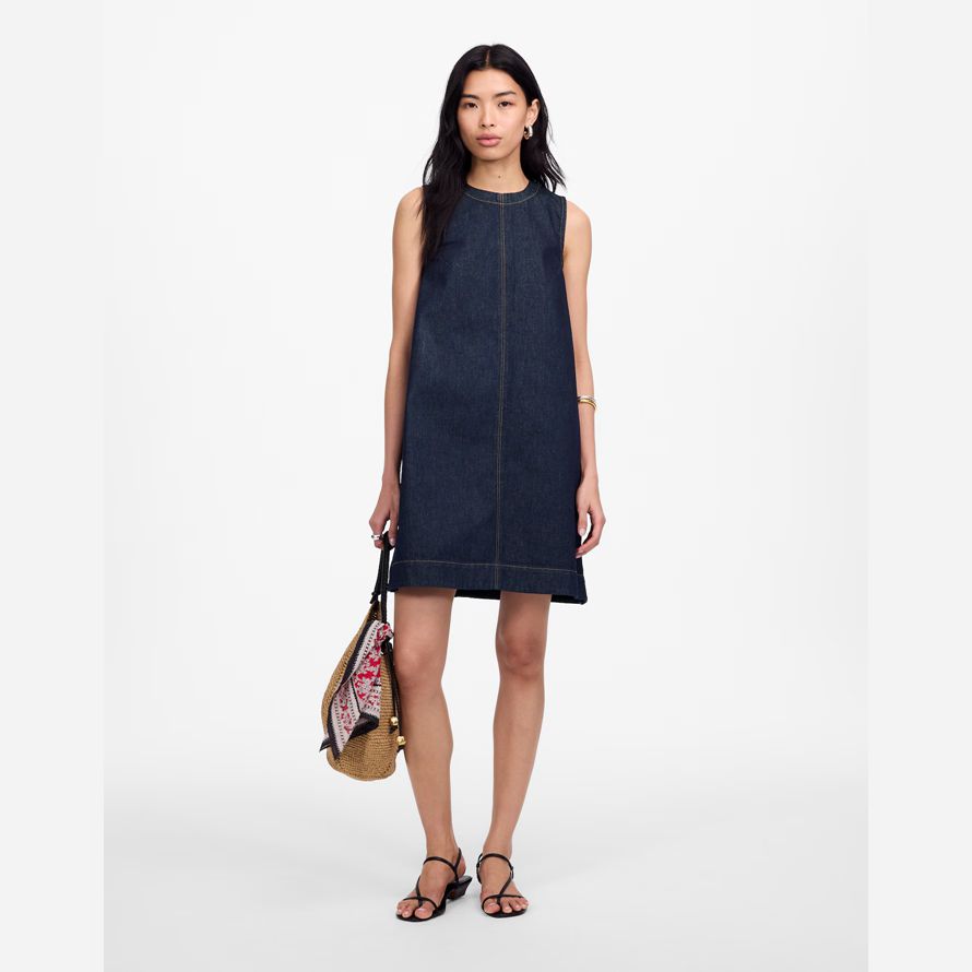 womens madewell del dril de algodón de cuadros vestido de la marina