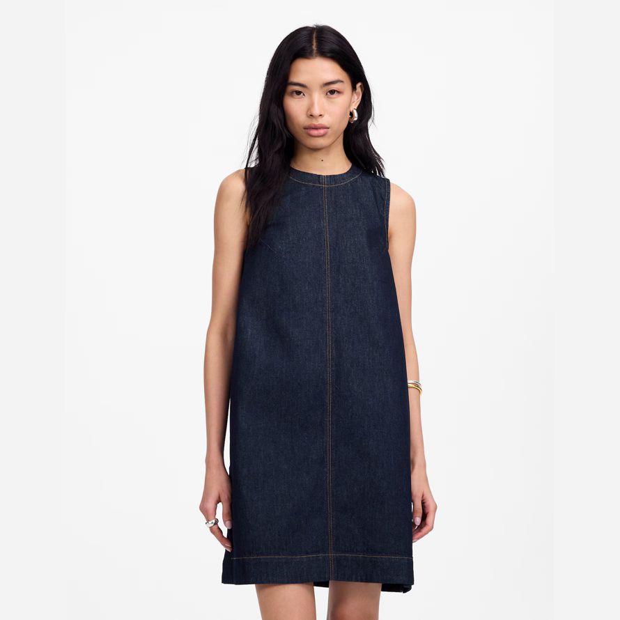 womens madewell del dril de algodón de cuadros vestido de la marina