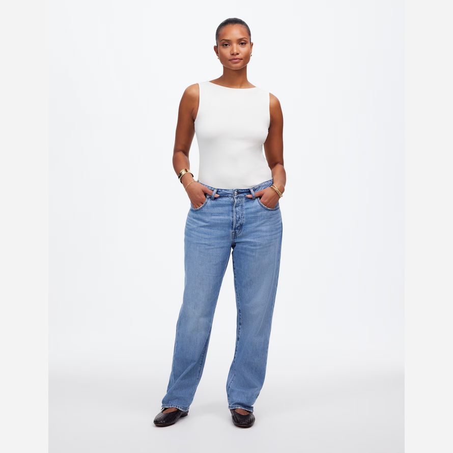 madewell las curvas decano fácil recta aireado womens jeans azul
