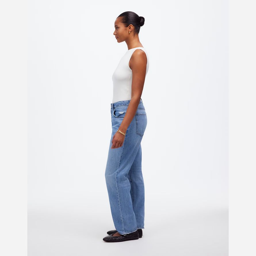 madewell las curvas decano fácil recta aireado womens jeans azul