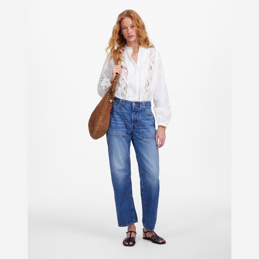madewell la iracunda de cañón en la pierna de la mujer pantalones vaqueros de color azul