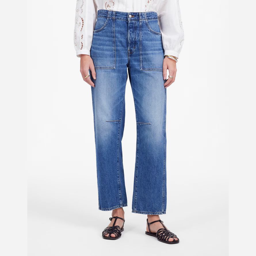 madewell la iracunda de cañón en la pierna de la mujer pantalones vaqueros de color azul