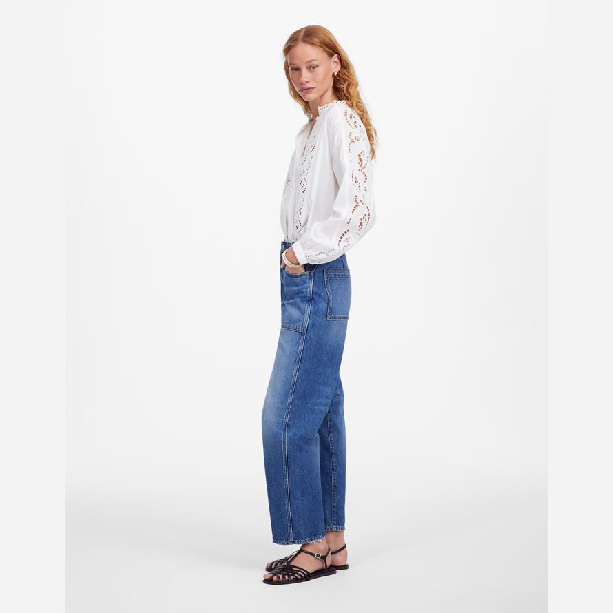 madewell la iracunda de cañón en la pierna de la mujer pantalones vaqueros de color azul