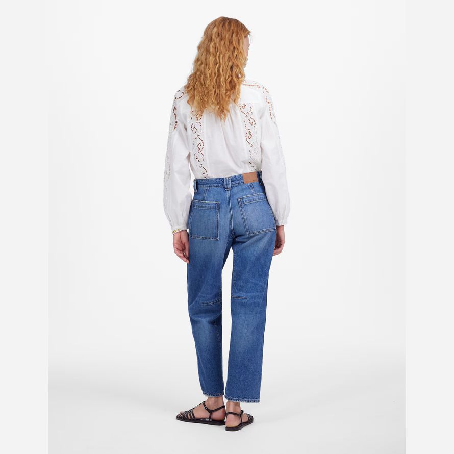 madewell la iracunda de cañón en la pierna de la mujer pantalones vaqueros de color azul