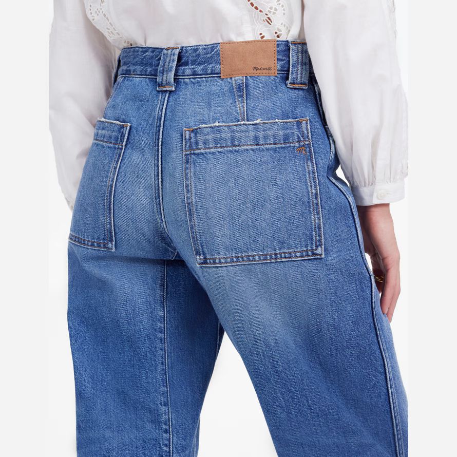 madewell la iracunda de cañón en la pierna de la mujer pantalones vaqueros de color azul