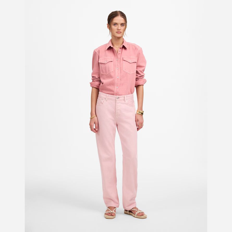 madewell la iracunda de cañón en la pierna de la mujer pantalones vaqueros de color rosa