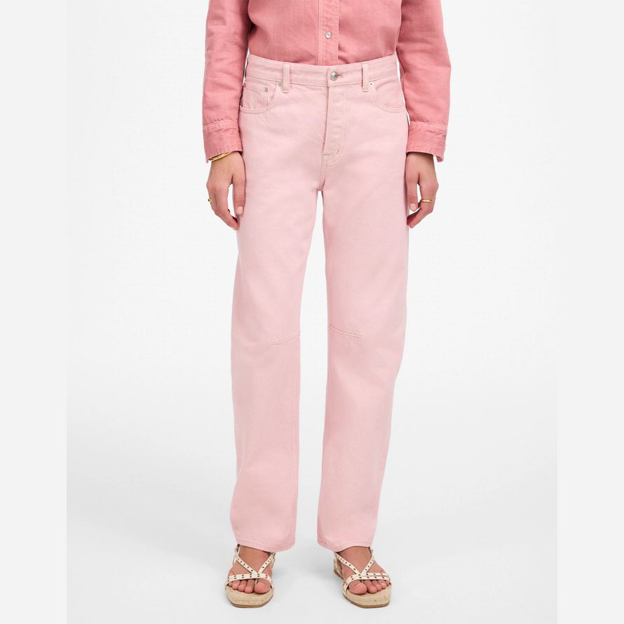 madewell la iracunda de cañón en la pierna de la mujer pantalones vaqueros de color rosa