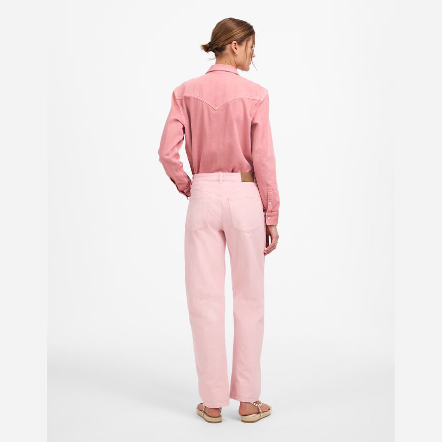 madewell la iracunda de cañón en la pierna de la mujer pantalones vaqueros de color rosa