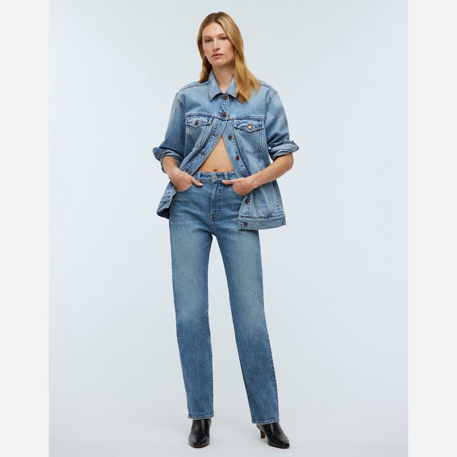 azul madewell la década de los 90 recta womens jeans