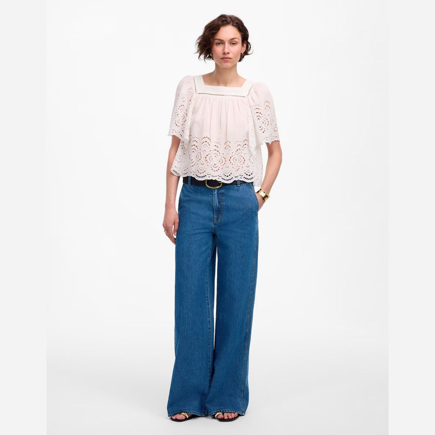 womens madewell ancho de barrido jeans azul