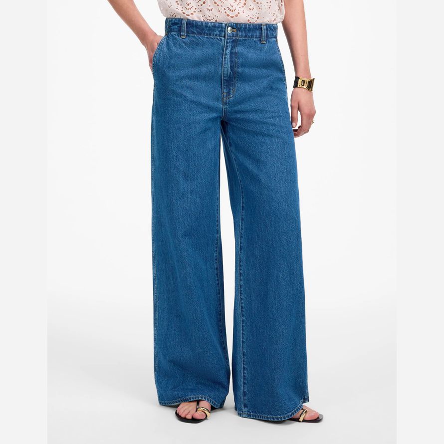 womens madewell ancho de barrido jeans azul