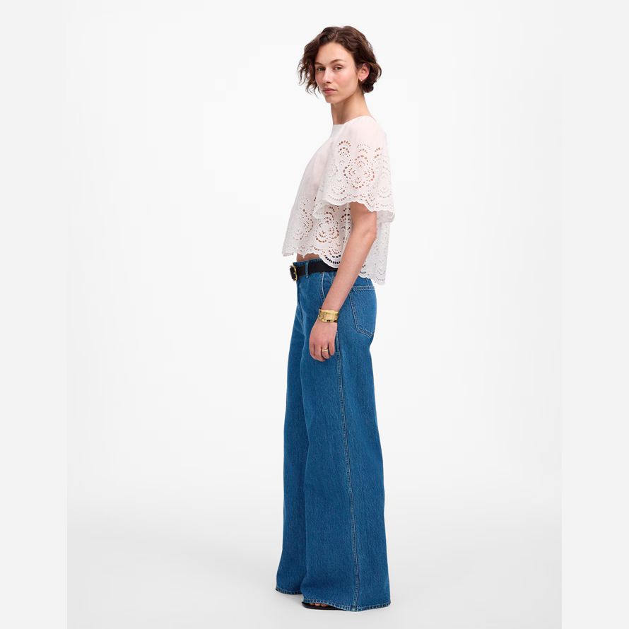 womens madewell ancho de barrido jeans azul