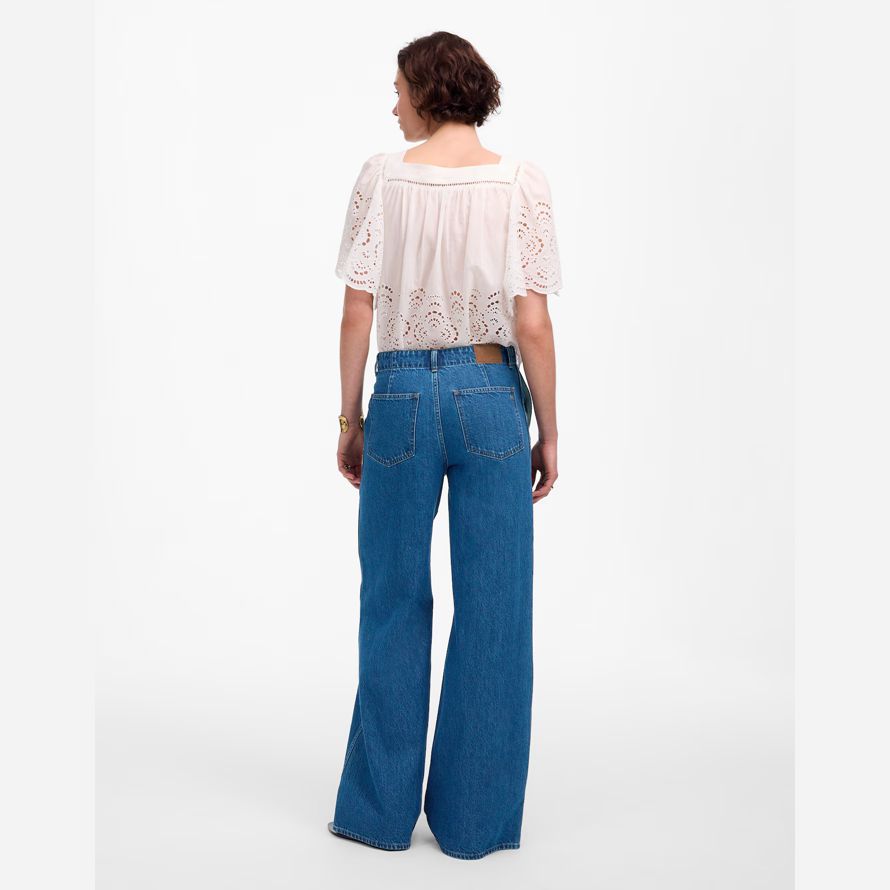 womens madewell ancho de barrido jeans azul