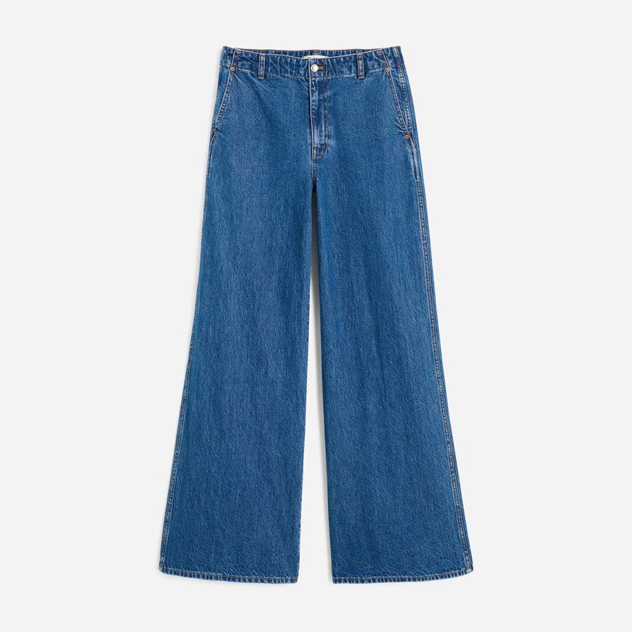 womens madewell ancho de barrido jeans azul