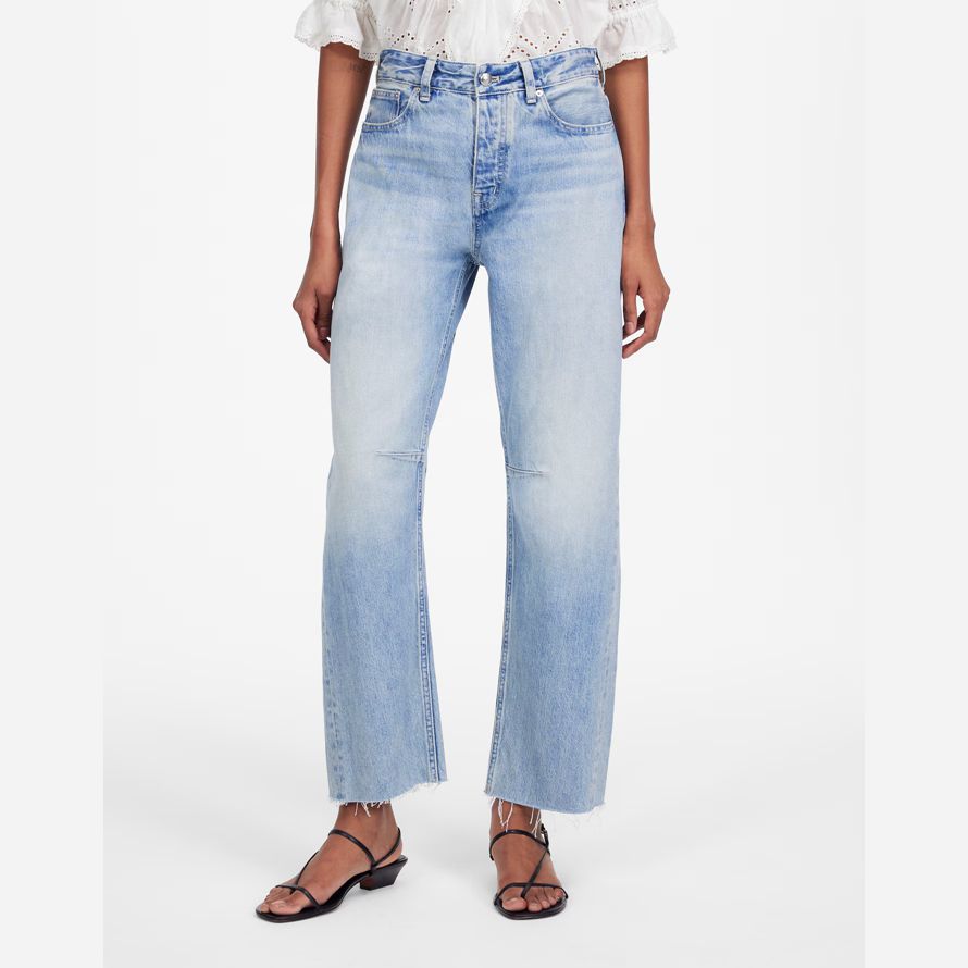 madewell la iracunda de cañón en la pierna de la mujer pantalones vaqueros azul claro