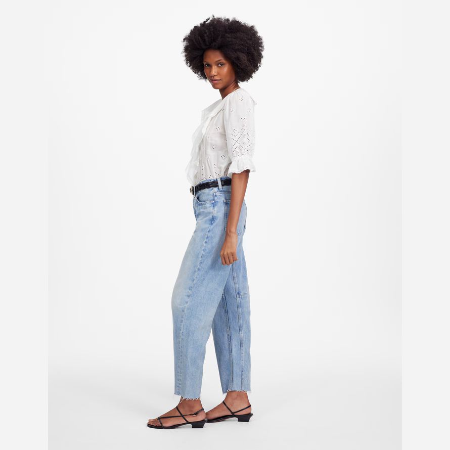 madewell la iracunda de cañón en la pierna de la mujer pantalones vaqueros azul claro