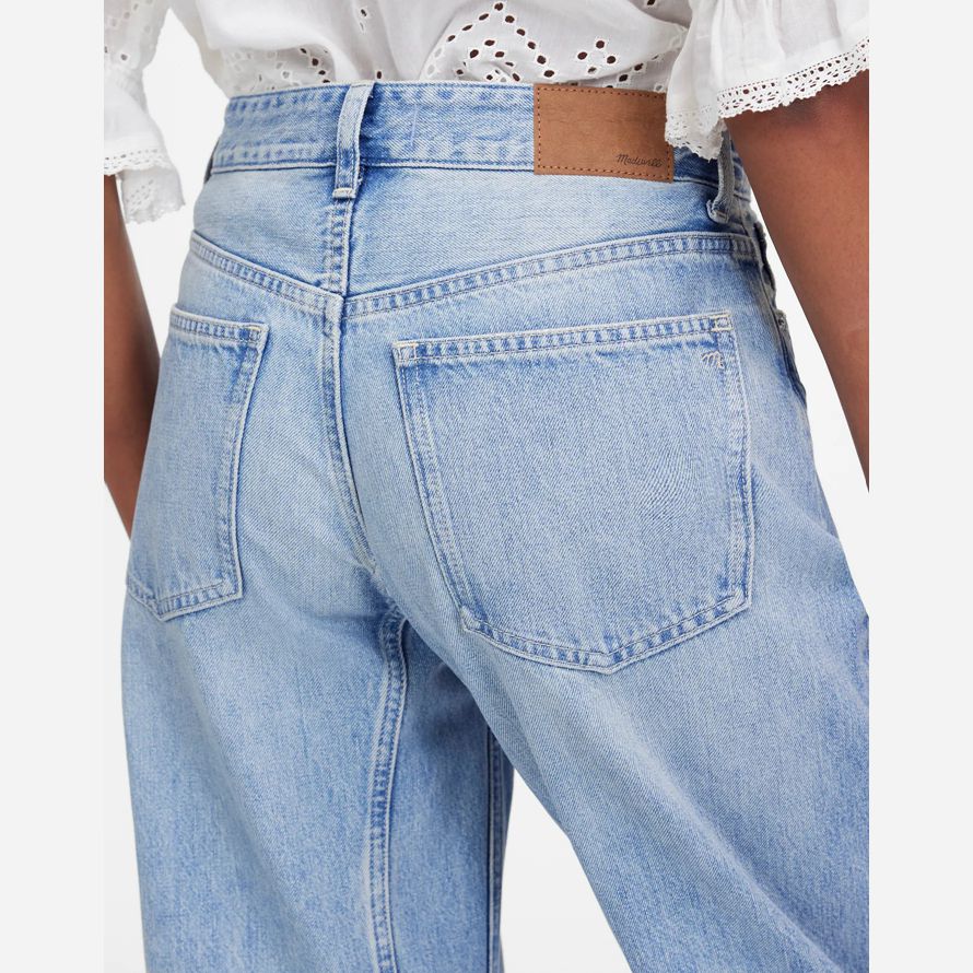 madewell la iracunda de cañón en la pierna de la mujer pantalones vaqueros azul claro
