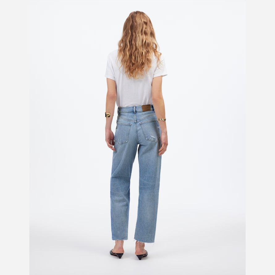 madewell la cosecha perfecta de pierna ancha de cultivos womens jeans azul claro