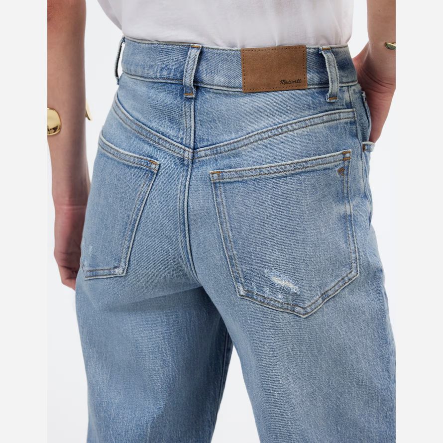 madewell la cosecha perfecta de pierna ancha de cultivos womens jeans azul claro