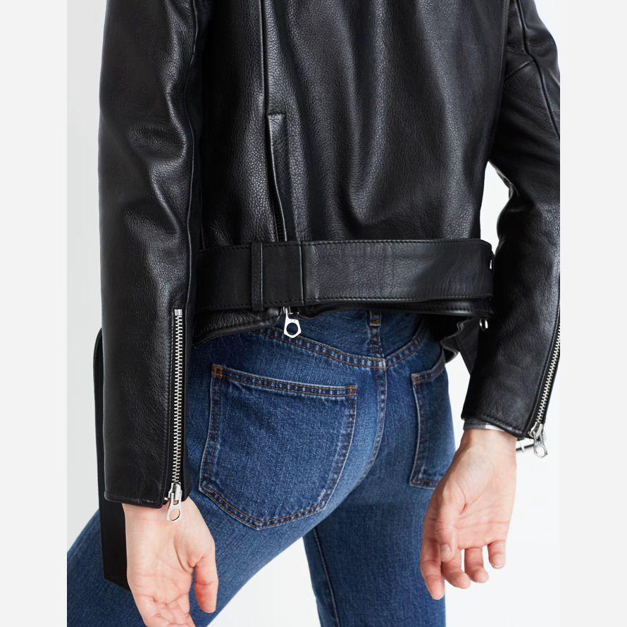 womens madewell el final de la motocicleta chaqueta de cuero negro