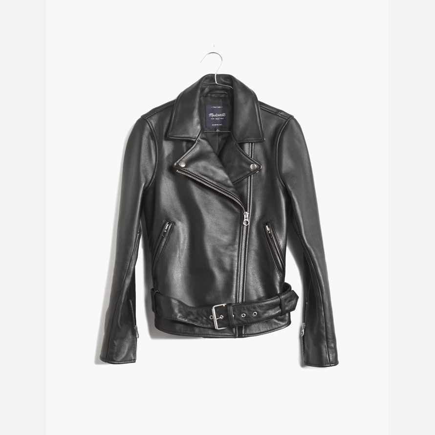 womens madewell el final de la motocicleta chaqueta de cuero negro