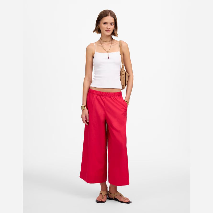 womens madewell pull-en los pantalones de algodón rojo