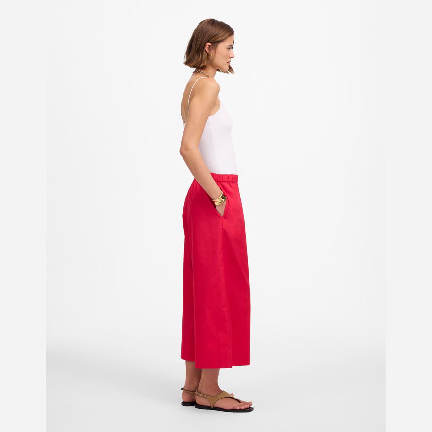 womens madewell pull-en los pantalones de algodón rojo