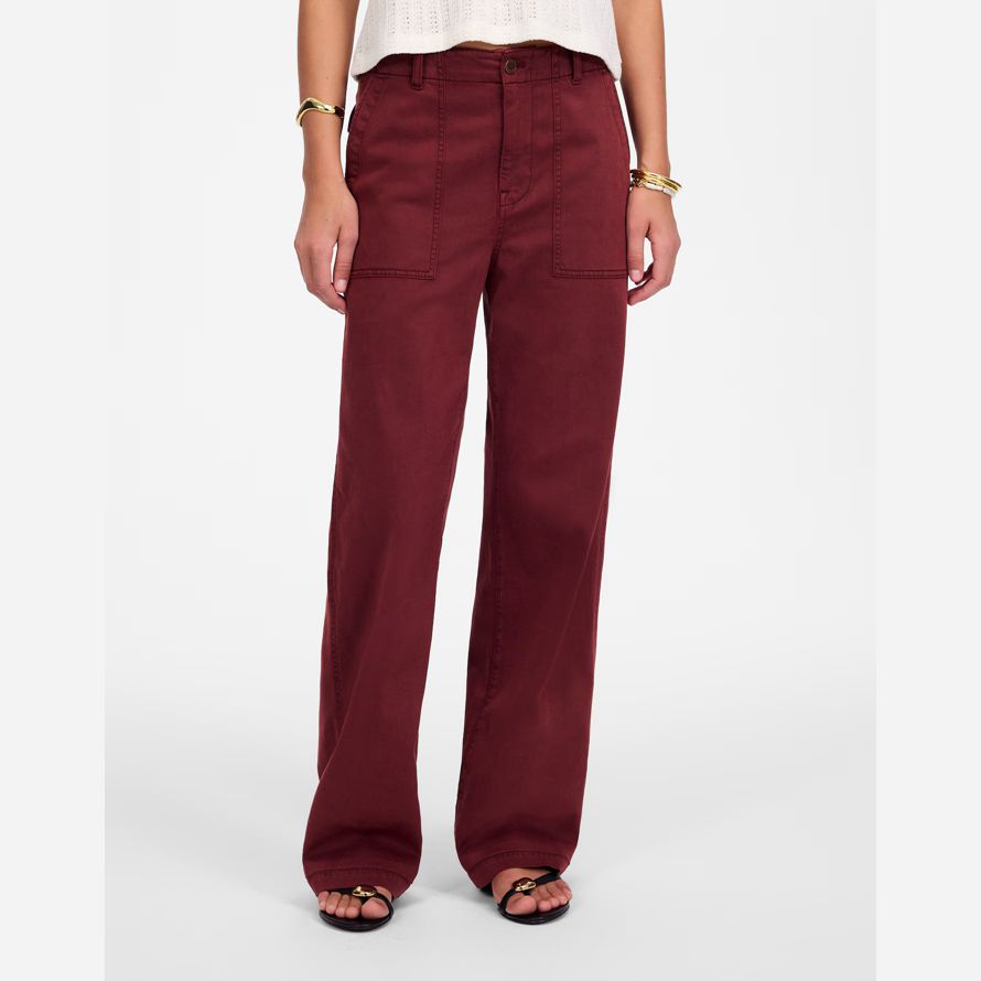 borgoña womens madewell de baja altura holgados pantalones de utilidad