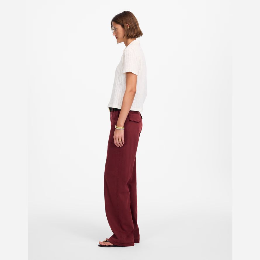 borgoña womens madewell de baja altura holgados pantalones de utilidad