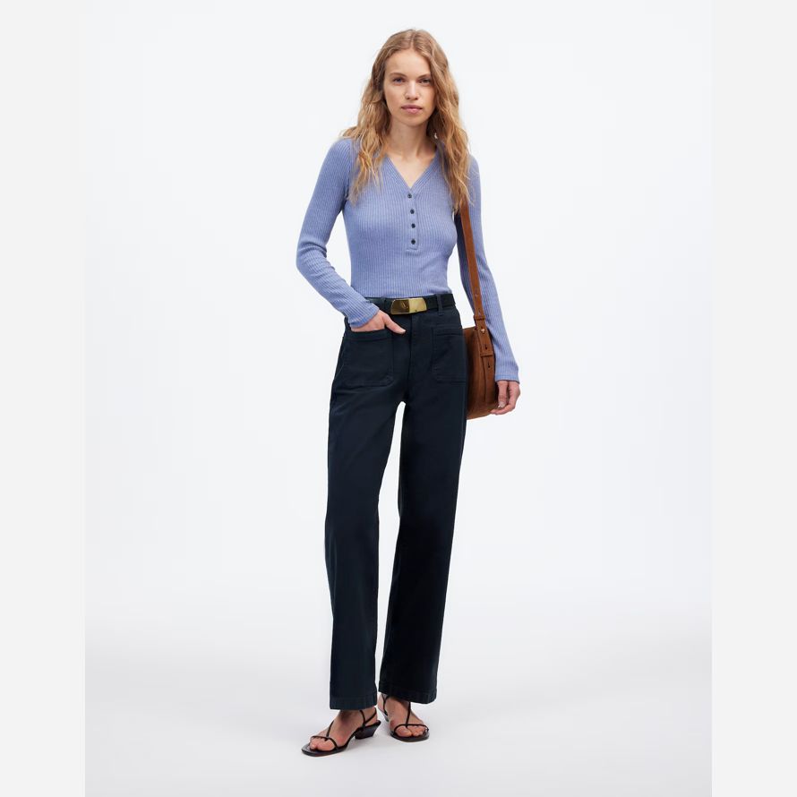 negro madewell la emmett de pierna ancha de la mujer pantalones