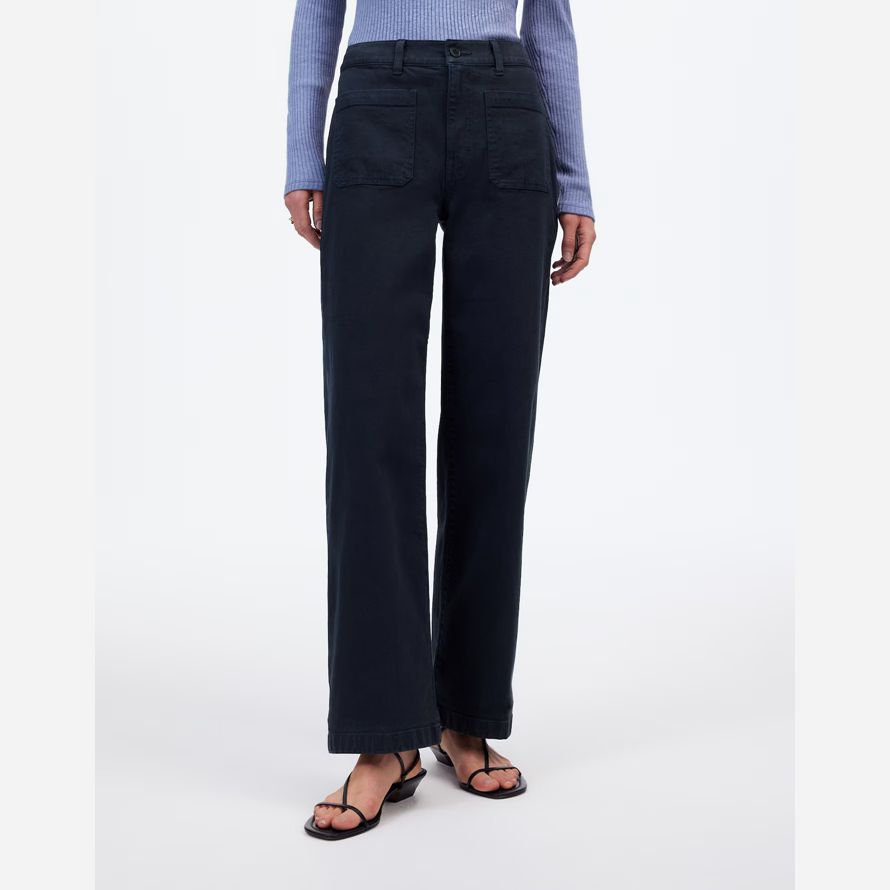 negro madewell la emmett de pierna ancha de la mujer pantalones