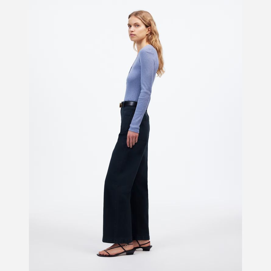 negro madewell la emmett de pierna ancha de la mujer pantalones