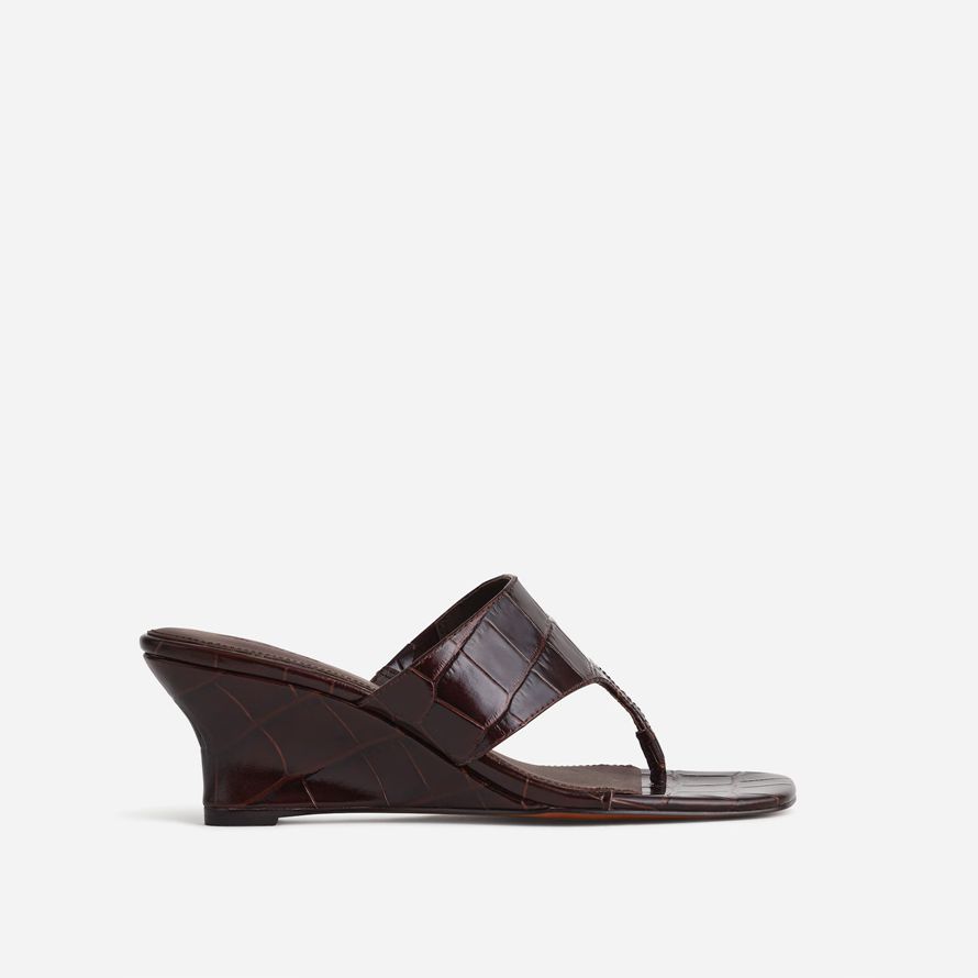 chocolate madewell la deanna tanga de cuña sandalias de las mujeres