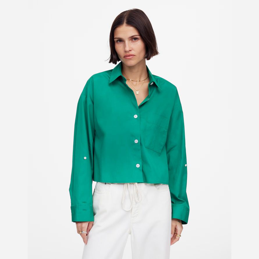 womens madewell recto con dobladillo camisetas verdes