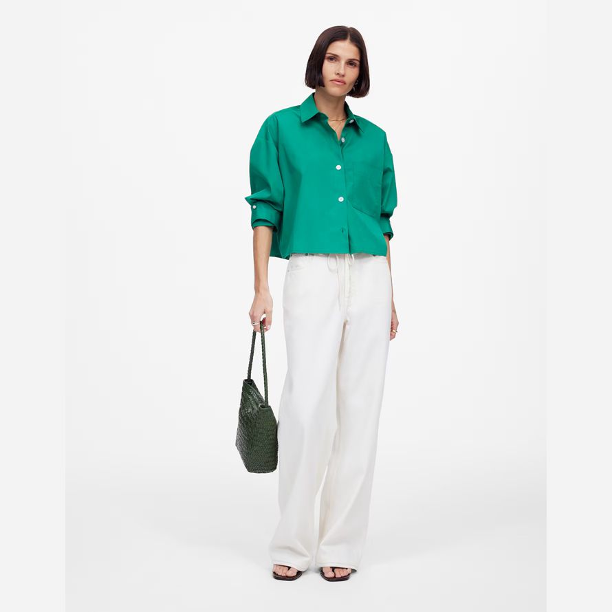 womens madewell recto con dobladillo camisetas verdes