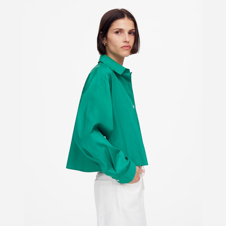 womens madewell recto con dobladillo camisetas verdes