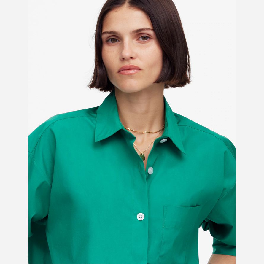 womens madewell recto con dobladillo camisetas verdes