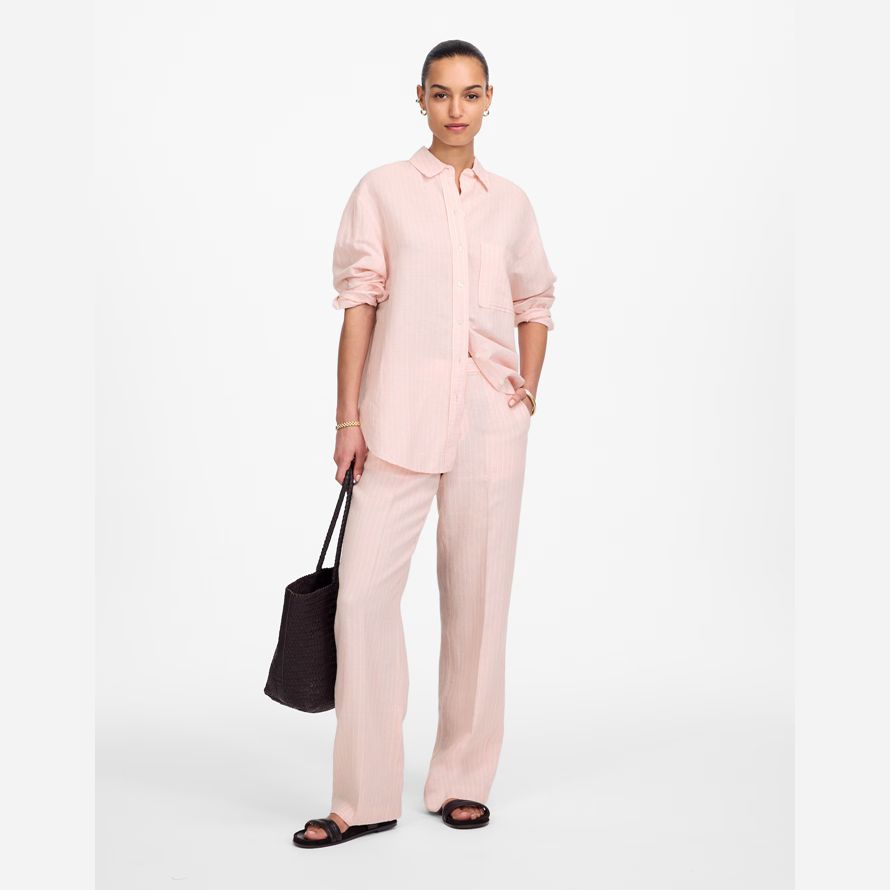 rosa madewell de gran tamaño de botón arriba de la mujer camisetas
