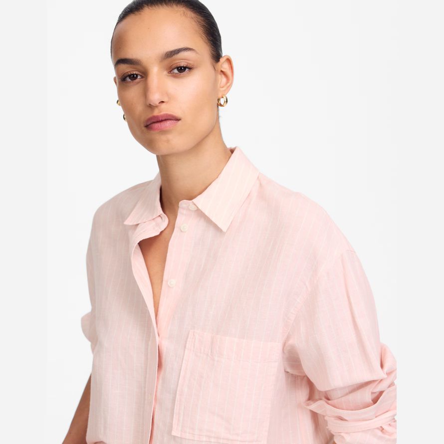 rosa madewell de gran tamaño de botón arriba de la mujer camisetas