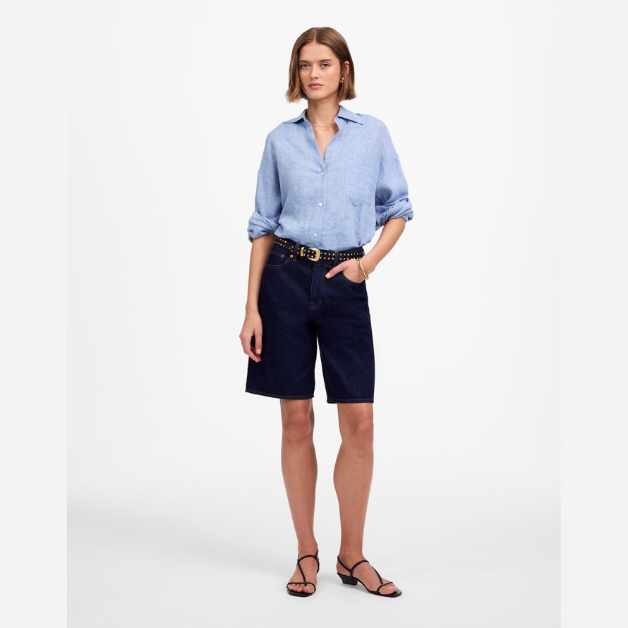 azul oscuro womens madewell 1997 bermudas de mezclilla