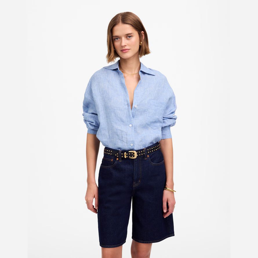 azul oscuro womens madewell 1997 bermudas de mezclilla